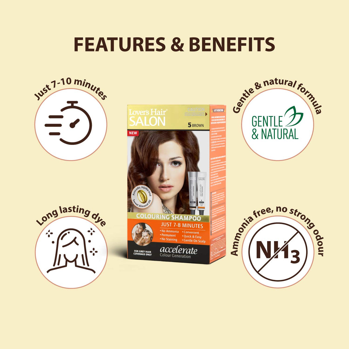 Lover's Hair Salon Colouring Shampoo - #5 Brown