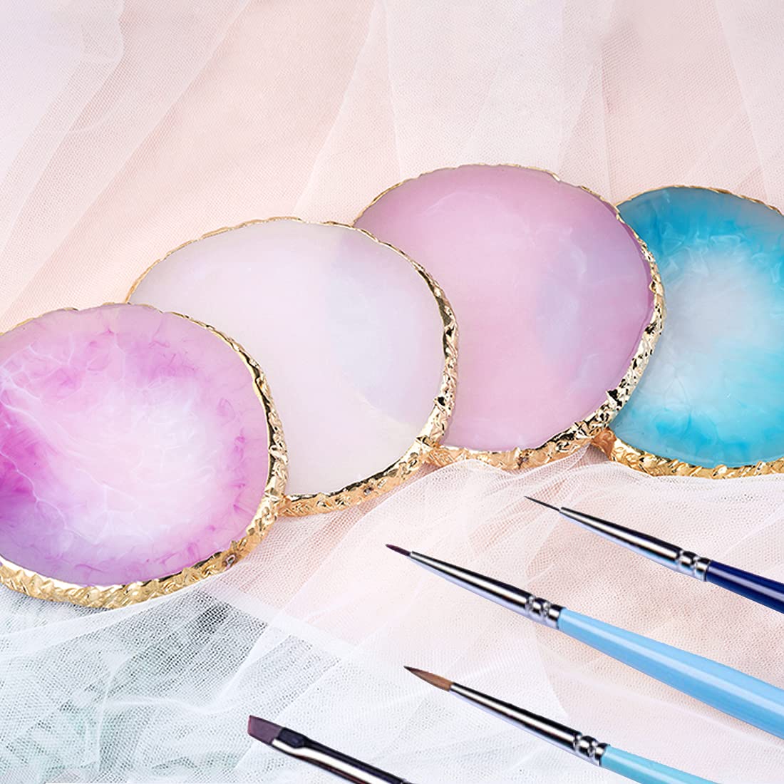 Resin Nail Art Palette, Nail Painting Mixed Color Palette, Gilded Edge Nail Gel Color Makeup Display Board Pallet (White) Beauty and Personal Care GAOSENLONK
