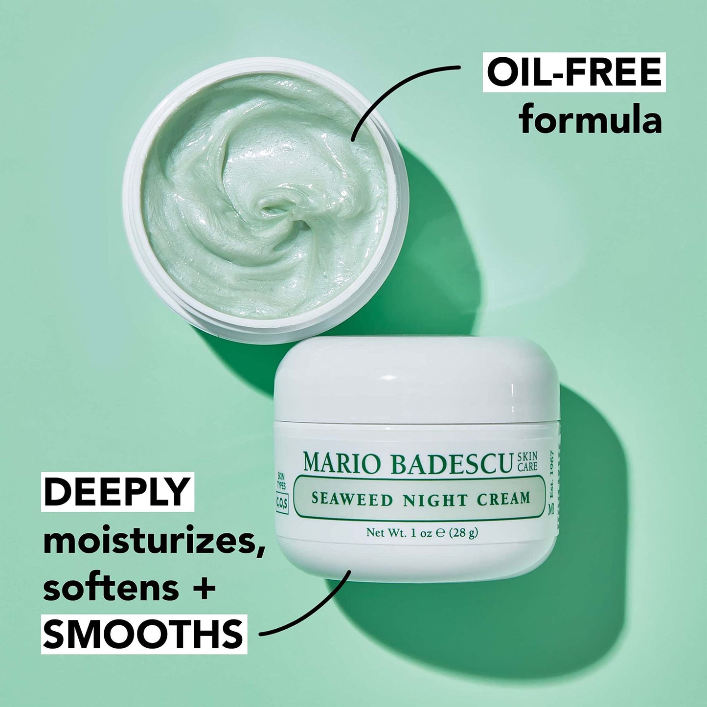 Mario Badescu Seaweed Night Cream for Women Anti Aging Oil-Free Moisturizer with Collagen & Sodium Hyaluronate, Ideal for Combination, Oily or Beauty & Personal Care Mario Badescu
