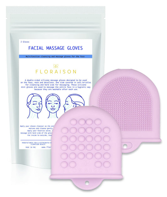 2 Mini Gloves Mini Glow Soft Silicone Facial Cleansing Brush and Face Massager Luxury Skincare Gift (Pink) Beauty & Personal Care FLORAISON BEAUTY IS ALREADY HERE