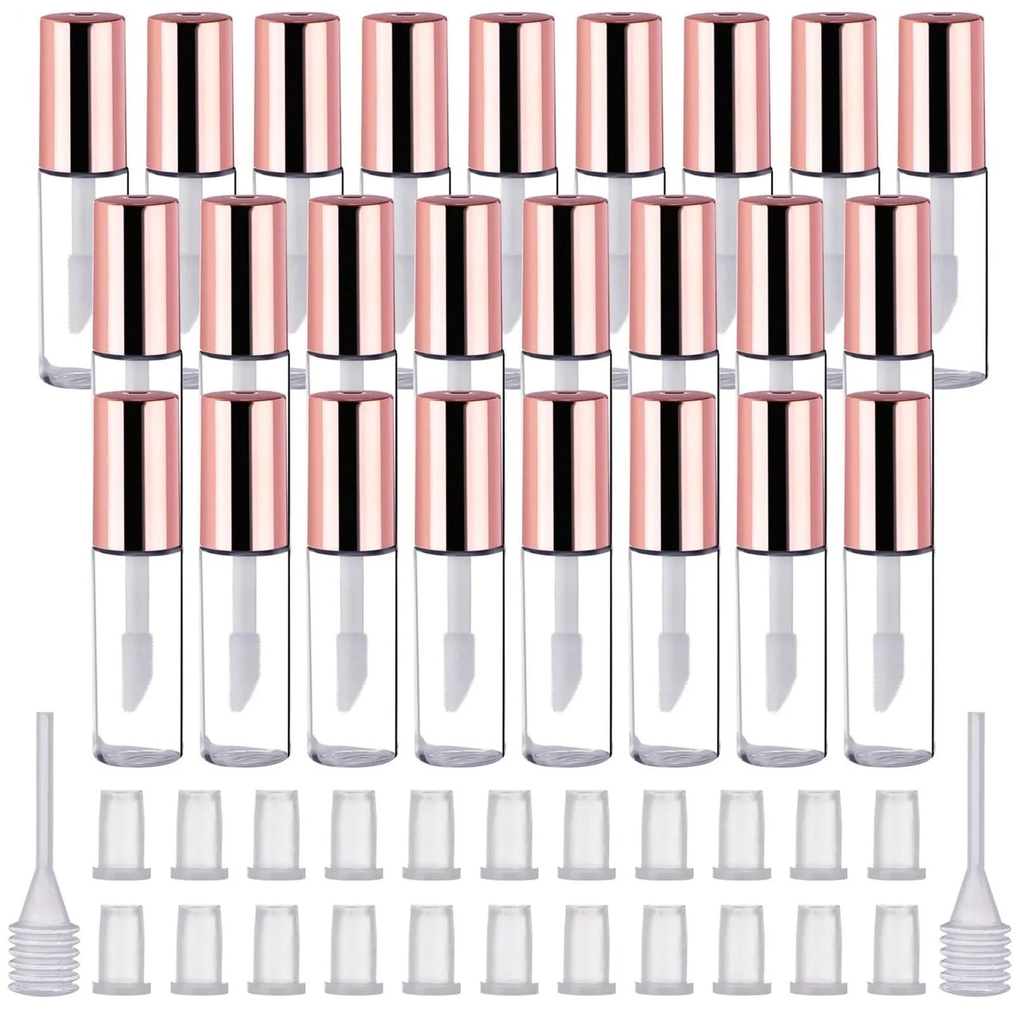 Empty Lip Balm Tubes 30/50/100pcs Empty Lip Balm Tubes Transparent Gloss Tube Container with Cap Cosmetic Sample for Lipstick Making(Rose Gold,100Pcs) Beauty and Personal Care Gonehyu