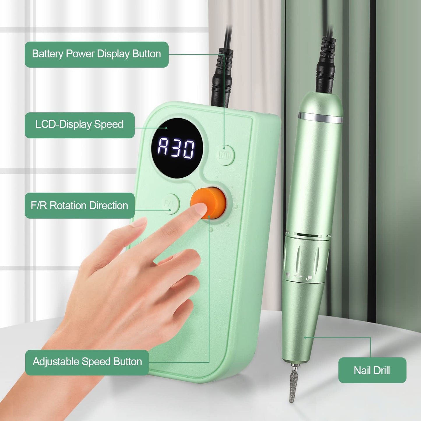 Professional Portable Nail Drill Kit Rechargeable Nail Machine Electric Cordless E-File Nail Drill Set with 7 Nail Bits, Manicure Pedicure Tool Beauty & Personal Care HUGMAPLEPRO