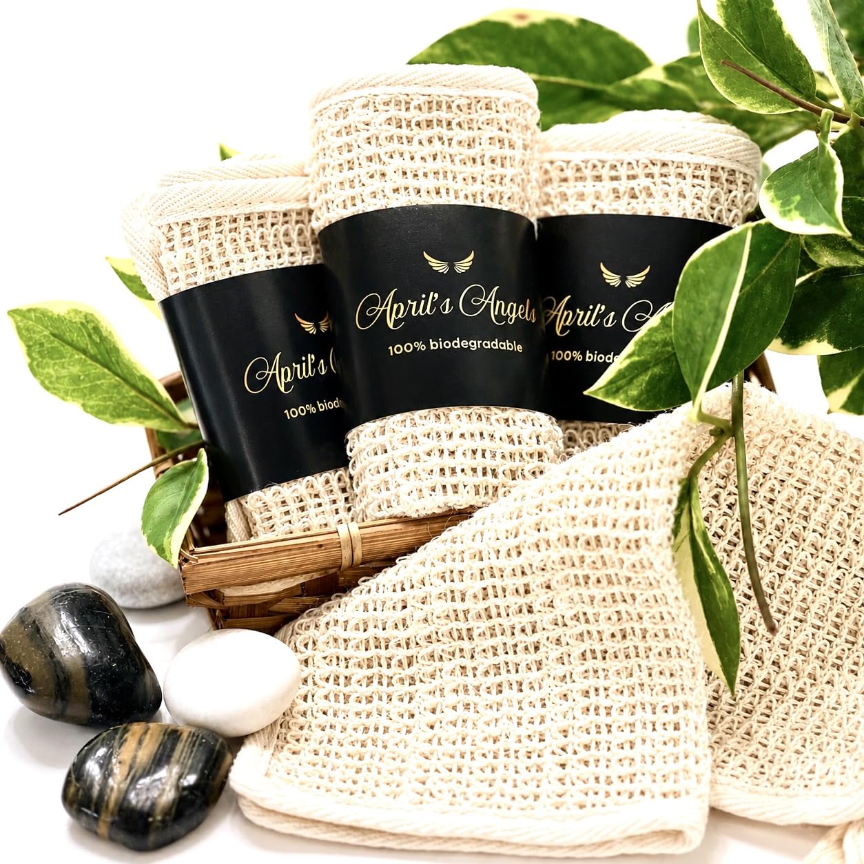 100% Natural Sisal Washcloth. Gentle Exfoliation for Smoother Skin. Durable & Reusable for Face & Body. 100% Biodegradable. Removes Dead Skin Cells Beauty and Personal Care April's Angels