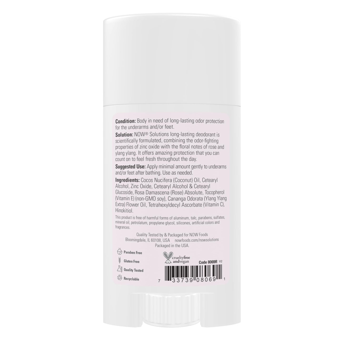 NOW Foods Solutions, Long-Lasting Deodorant Stick, Rose and Ylang Ylang Scent, Odor Neutralizing and Keeps You Fresh, 2.2-Ounce Beauty and Personal Care NOW Foods