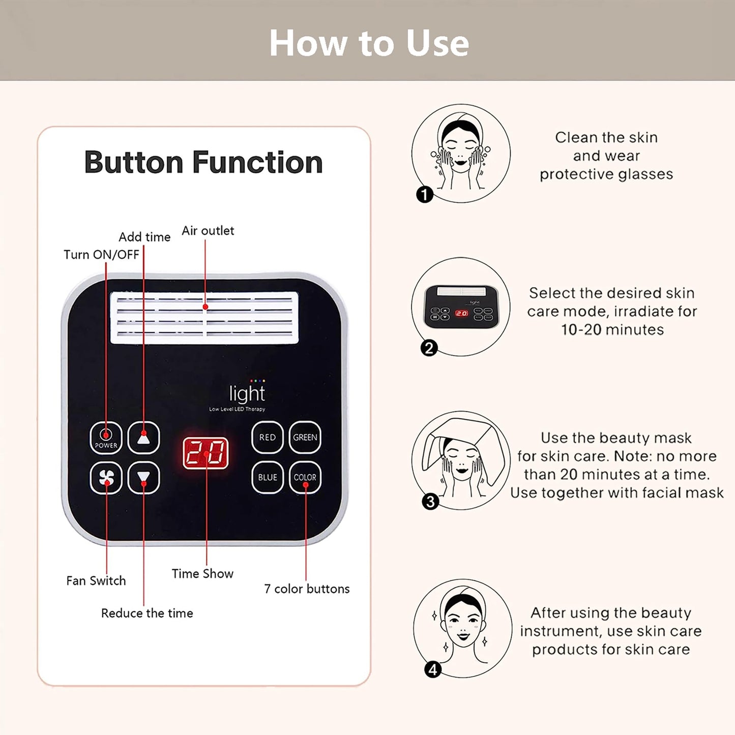 Led-Face-Tool?LED Light Therapy Facial Mask?7 in 1 Beauty Equipment for Skin Care at Home Beauty & Personal Care Fxtiaa