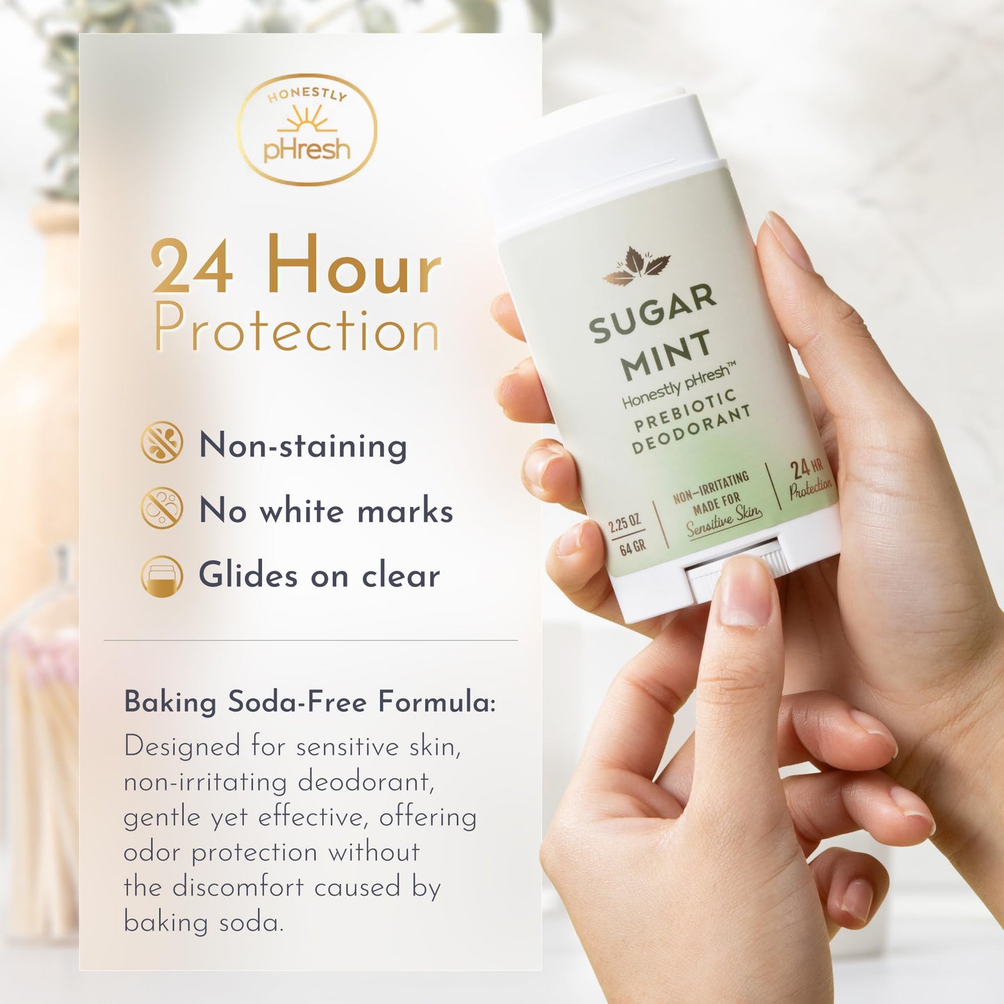 Honestly pHresh Prebiotic Natural Deodorant for Women - Aluminum & Baking Soda Free with 24 Hour Odor Protection. Clean Vegan Deodorant for Sensitive Beauty and Personal Care Honestly pHresh