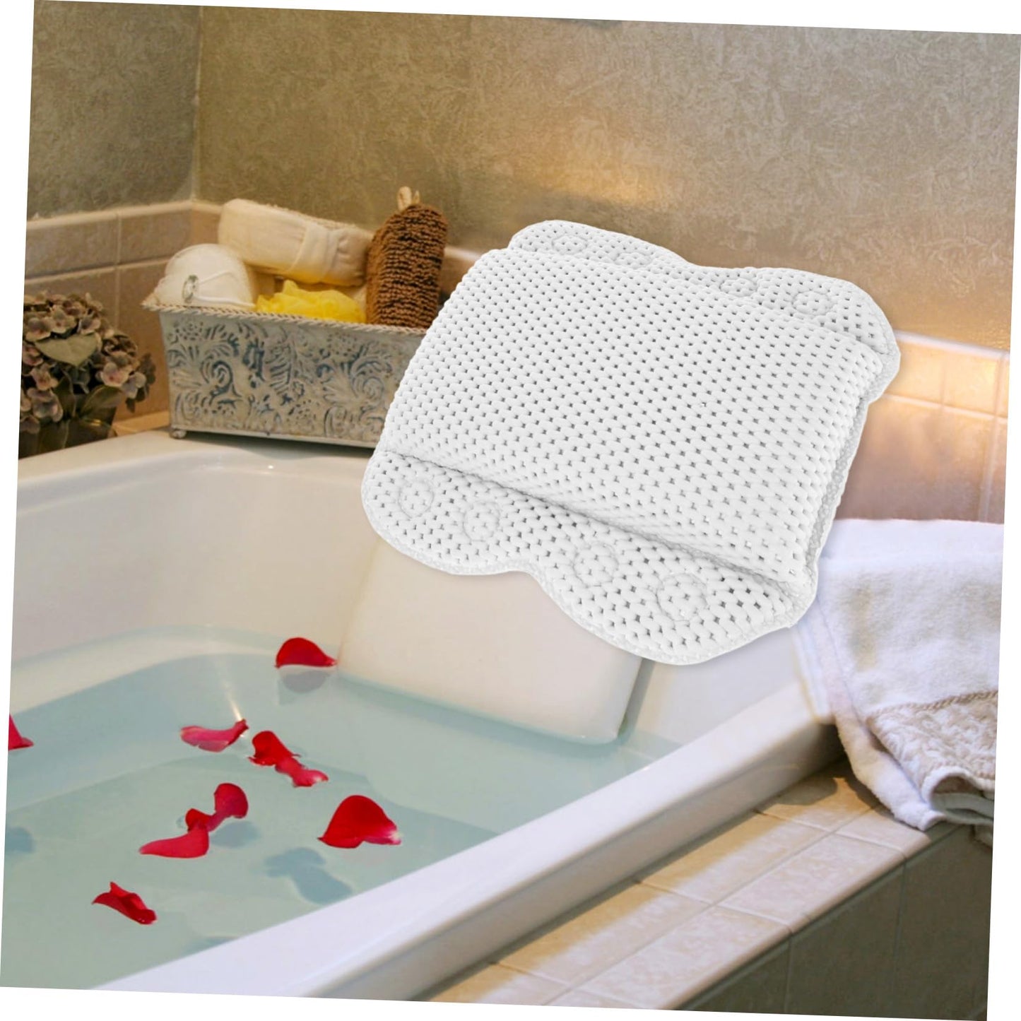 PartyKindom Comfortable Bathtub Pillow for Neck and Back Support Durable Head Rest Cushion with Powerful Suction Cups for Fatigue Relief for Spa Beauty and Personal Care PartyKindom