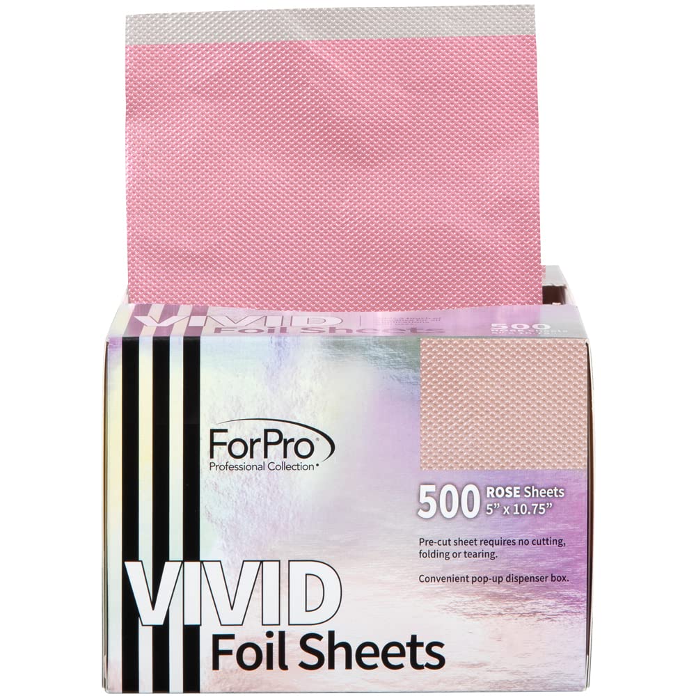 ForPro Professional Collection Vivid Rose Embossed Foil Sheets, Aluminum, Pop-Up Foil Dispenser, Hair Foils for Color Application & Highlighting Beauty & Personal Care ForPro Professional Collection