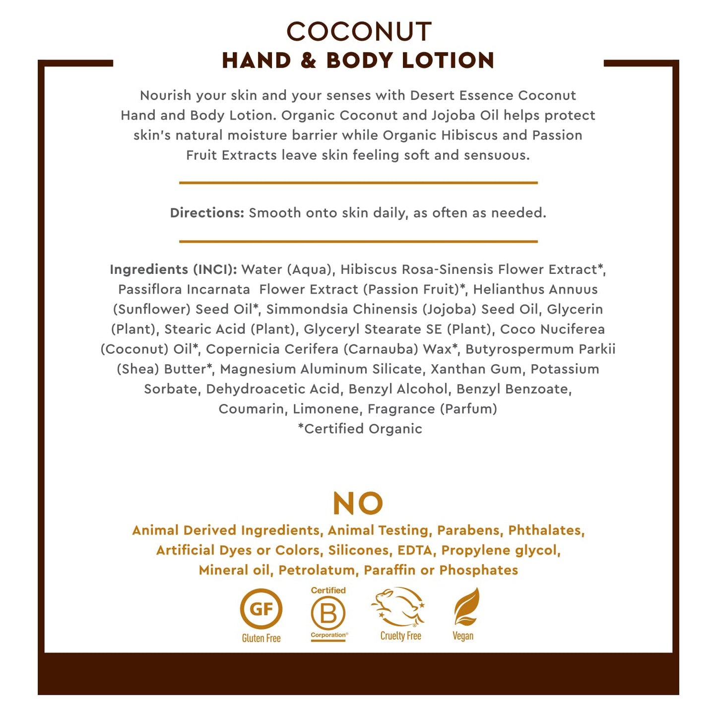 Desert Essence Organic Coconut Hand and Body Lotion 8 fl. oz. Beauty & Personal Care Desert Essence