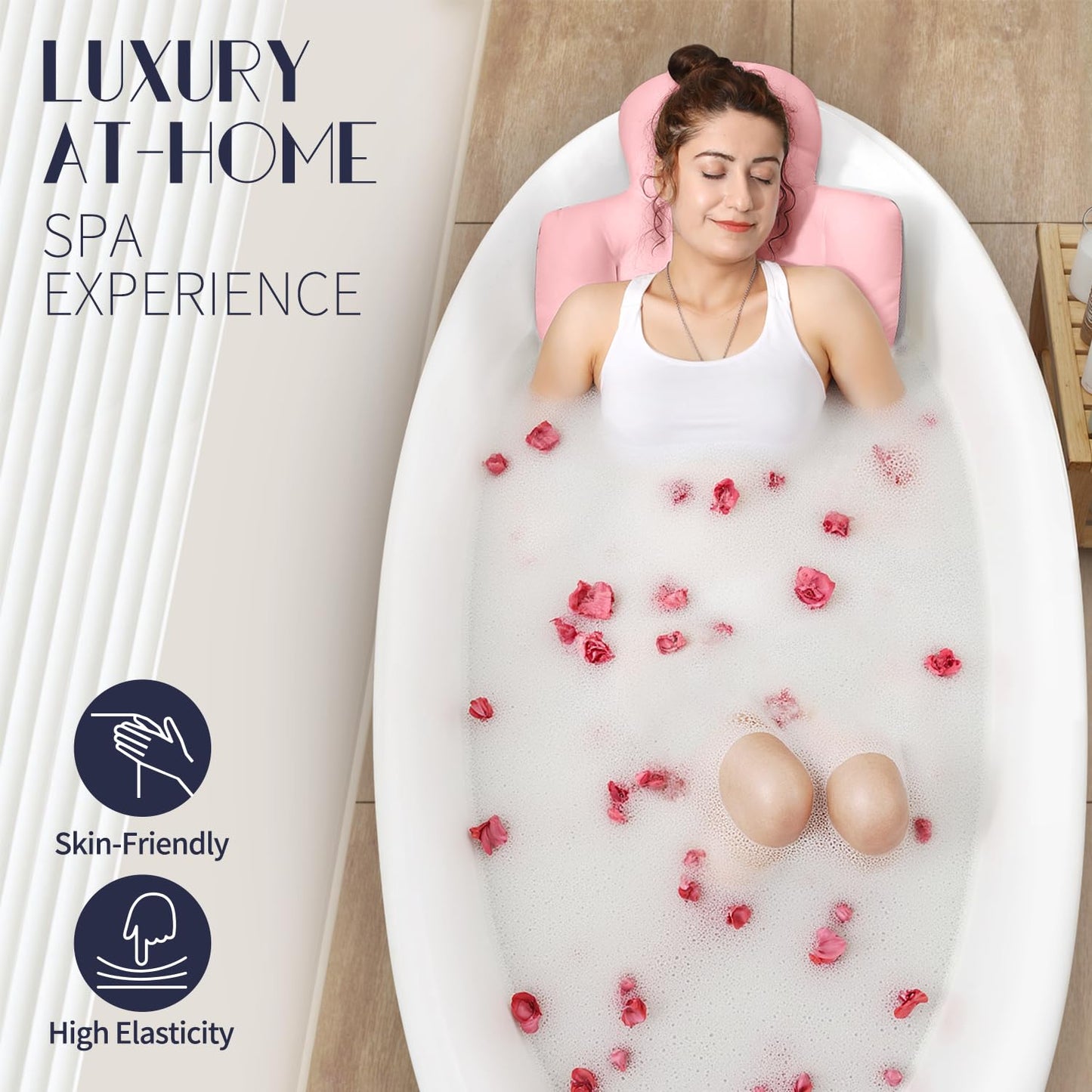 Full Body Bath Pillow for Bathtub, Thick Bathtub Cushion, Luxury Tub Pillow for Bath for Headrest Neck and Back Support Pink 56" x 16" Beauty and Personal Care VOXOR