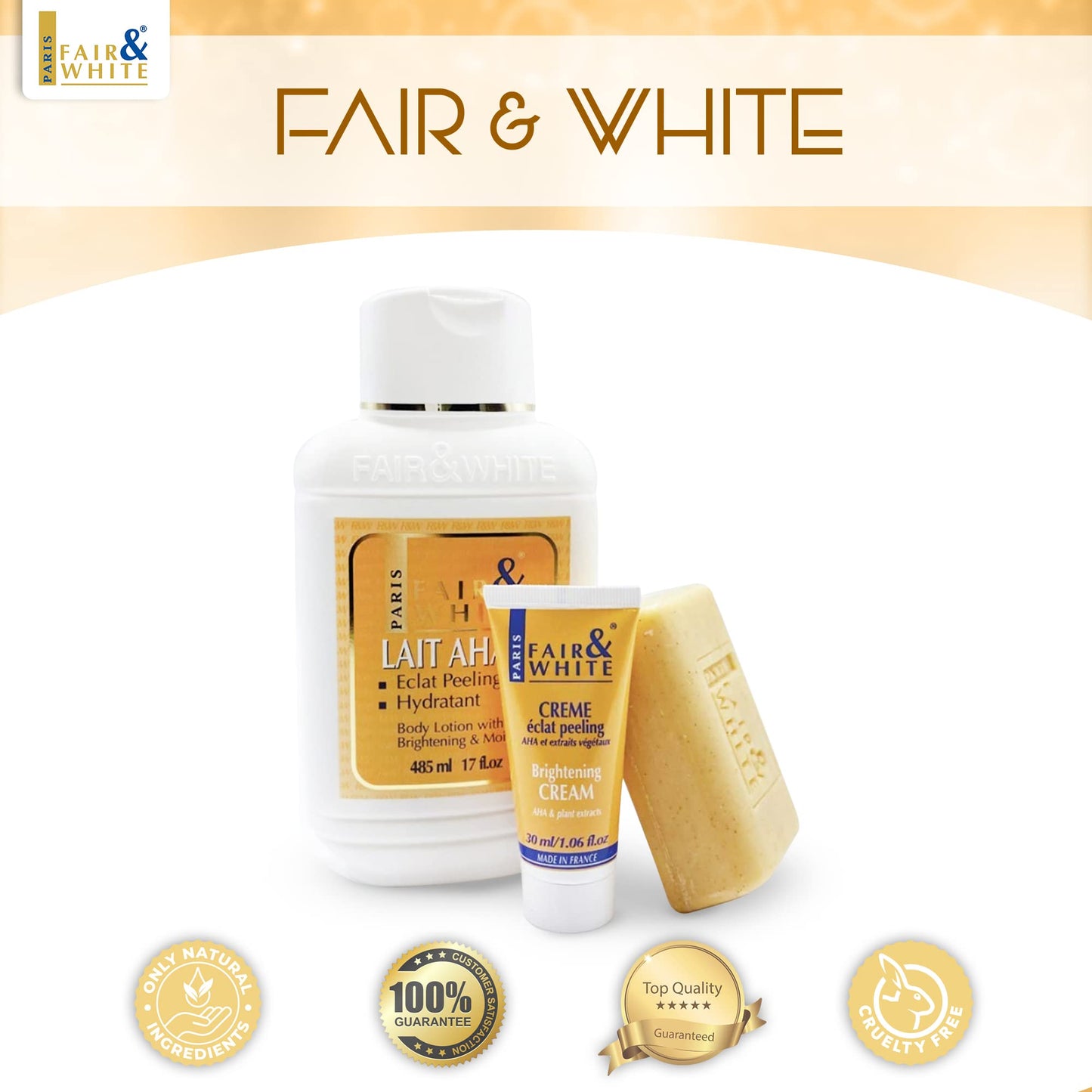 FAIR & WHITE Original AHA Exfoliating Soap - 200g / 7oz - Skin Brightening Soap, Lactic Acid Bar, Fade Dark Spots on: Face, Knees, Body & Armpits Beauty & Personal Care FAIR & WHITE