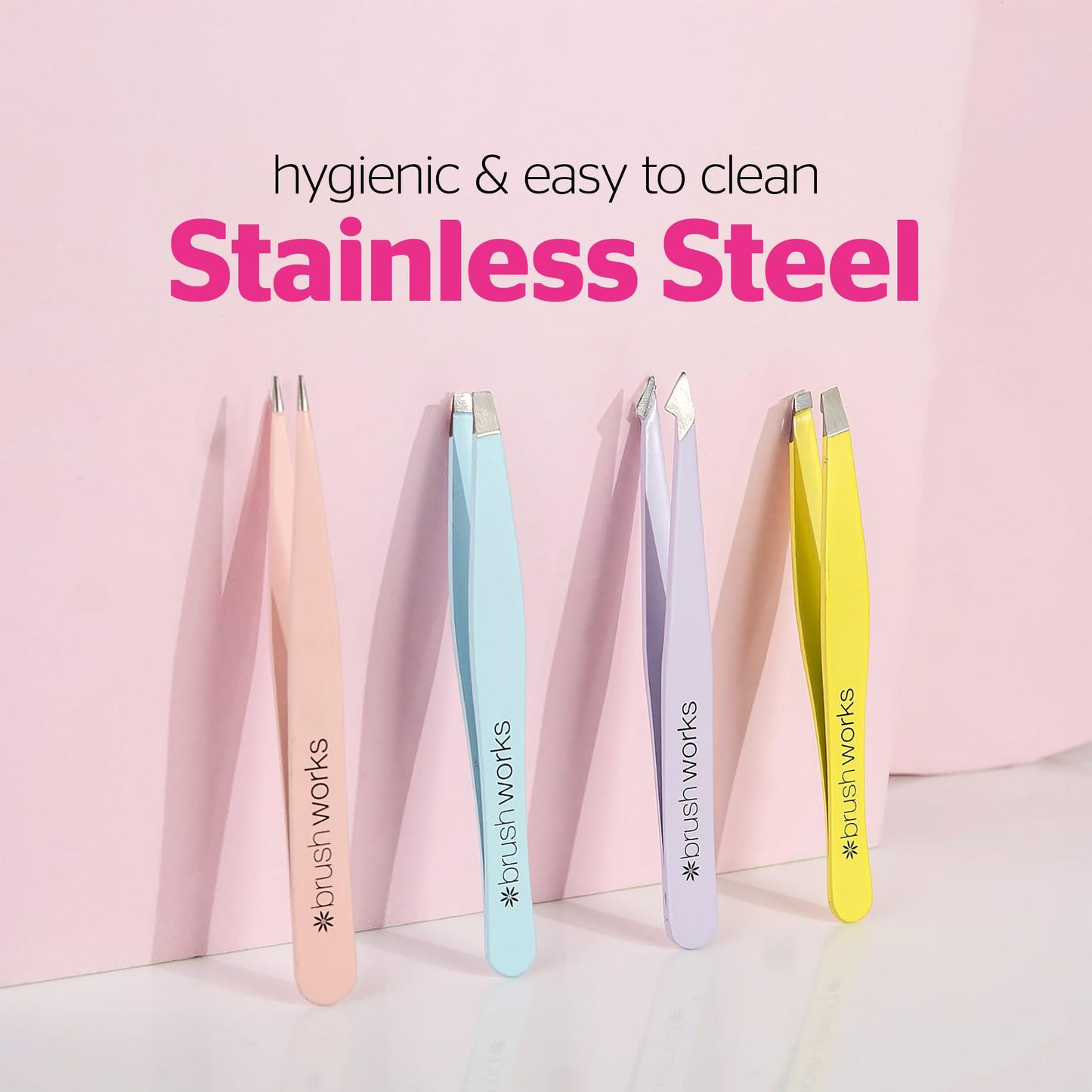 Brushworks HD 4 Piece Combination Tweezer Set - Mixed Beauty and Personal Care Brushworks
