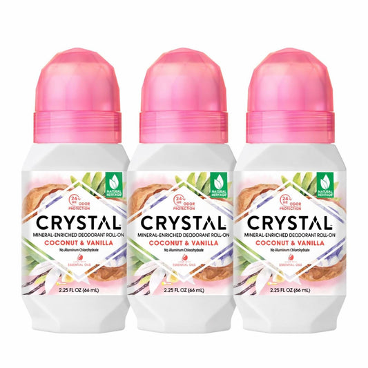 Crystal Deodorant Essence Roll-On 2.25oz Coconut Vanilla (3 Pack) Beauty and Personal Care Crystal Essence