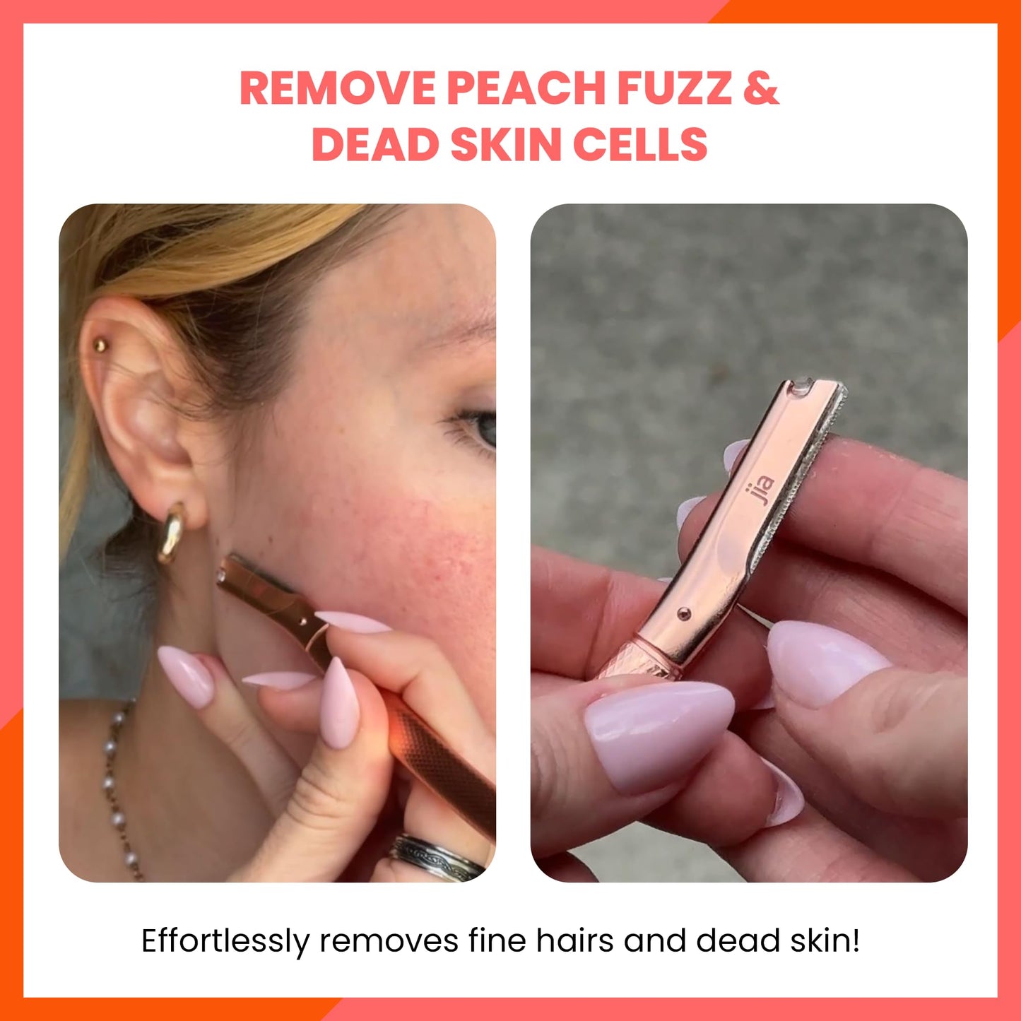 Jia Dermaplane Facial Wheat Straw Razor 3-Pack, Pale Peach - Eyebrow Trimmer & Face Shaver for Women and Men, Peach Fuzz & Dead Skin Cell Removal Tool Beauty and Personal Care jia Personal Care