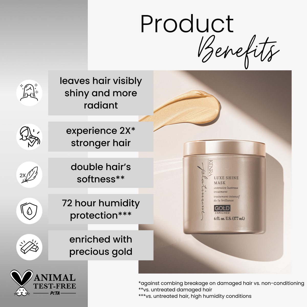 Kenra Platinum Luxe Shine Mask |Shine-Enhancing Intensive Conditioning Mask |Increases slip, Smoothness & Improves Manageability |Experience 2x