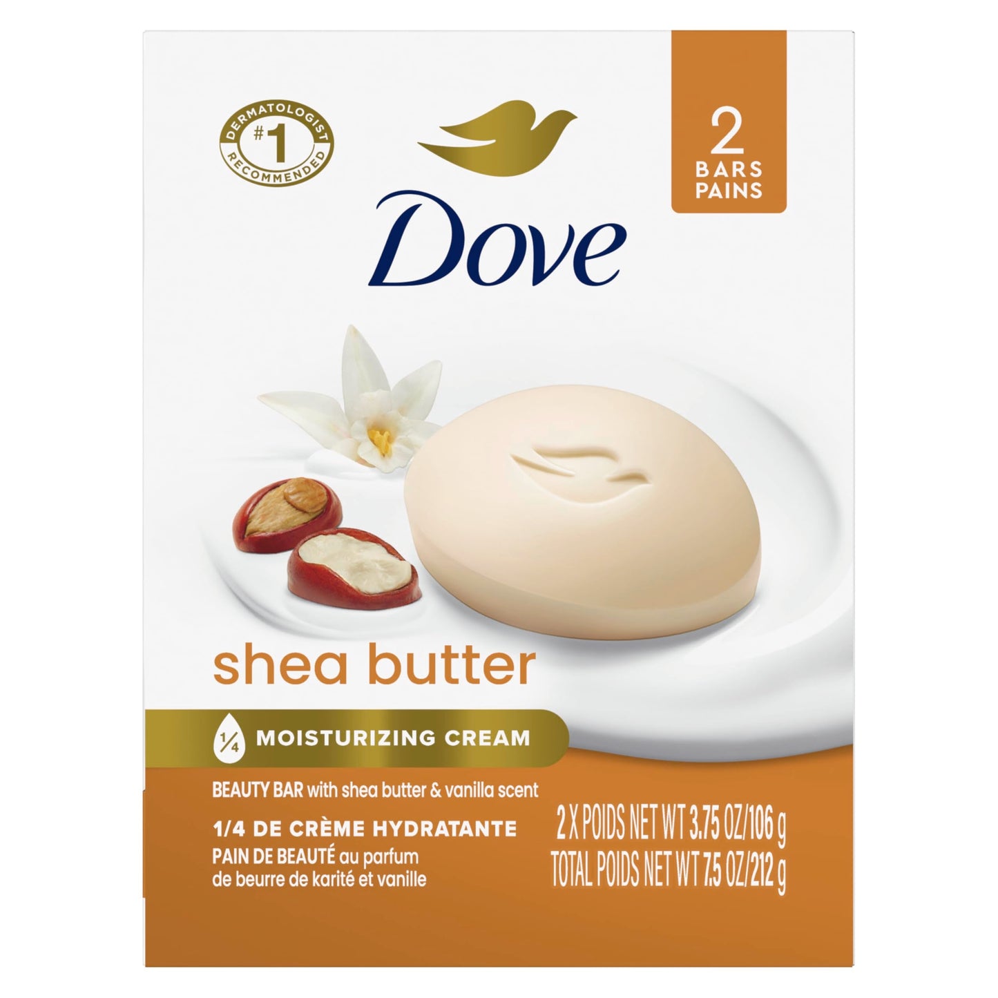 Dove Beauty Bar Gentle Skin Cleanser Shea Butter 2 Bars Moisturizing for Gentle Soft Skin Care More Moisturizing Than Bar Soap 3.75 oz Beauty & Personal Care Dove