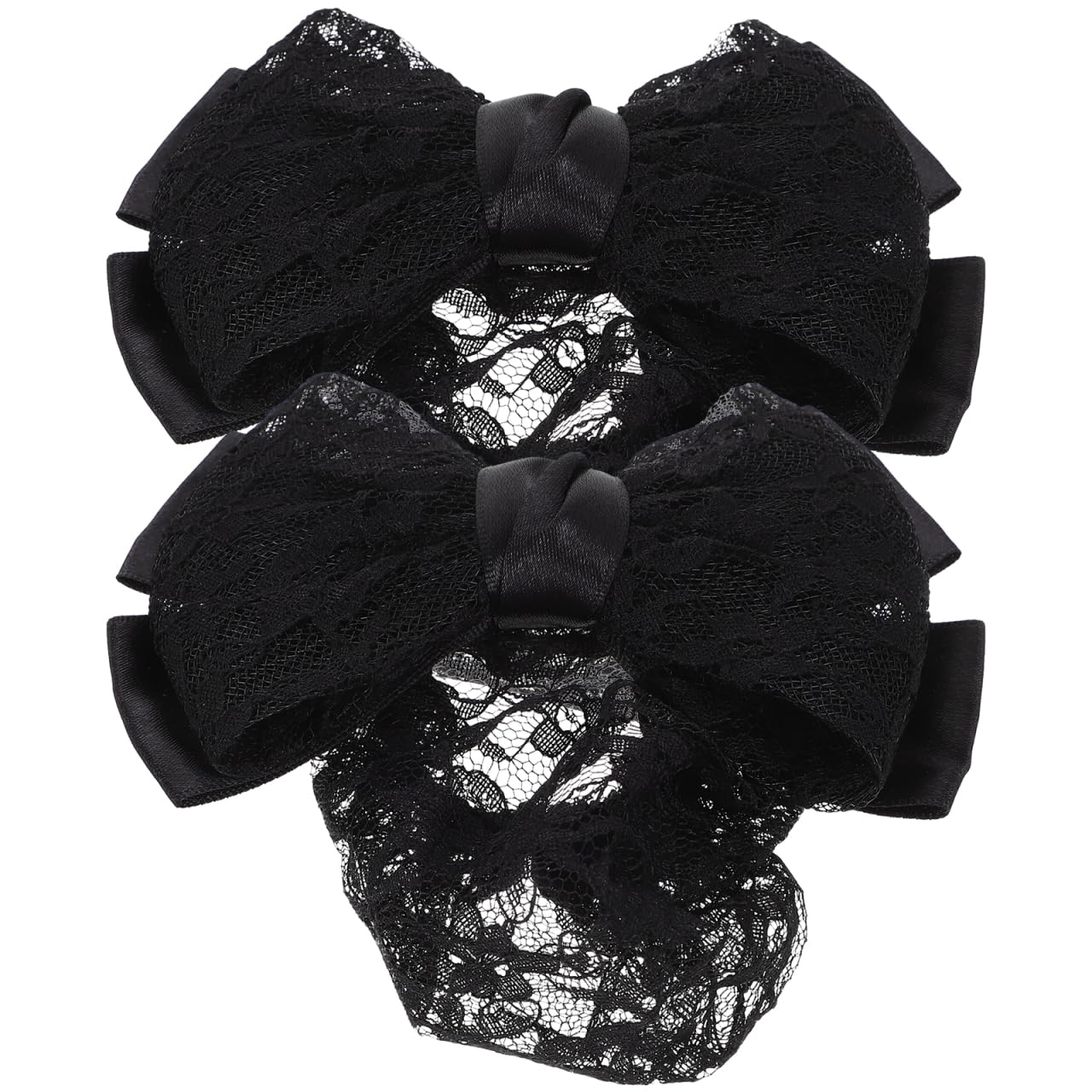 Beaupretty 2Pcs Women Bowknot Hair Bun Cover Barrettes Net Snood Hairnet Decor French Hair Clip (Black) Beauty & Personal Care Beaupretty