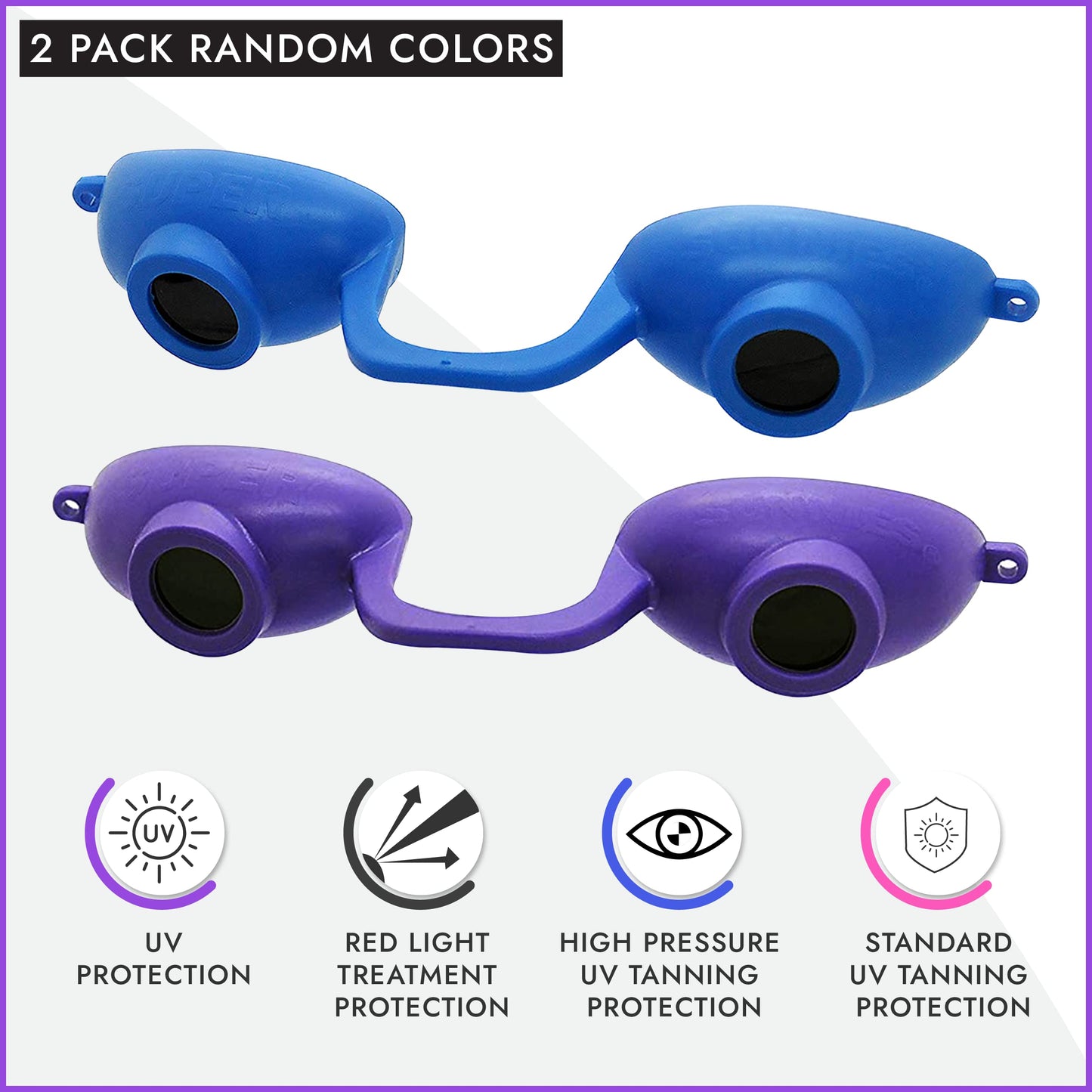 Super Sunnies Flex UV Eye Protection, FDA Compliant Tanning Bed Goggles, Red Light Therapy Glasses - Random Beauty & Personal Care Super Sunnies