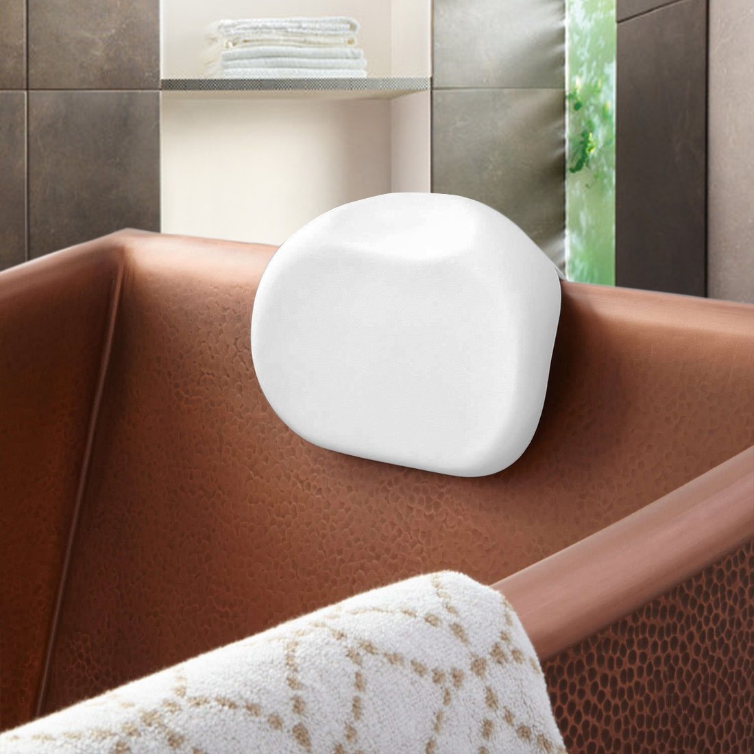 Ruilogod White 10.6 inch x 7.3 inch Luxury Spa Bath Pillow Supports Your Neck Head Perfectly (id: 198 a47 d8b aa8 4d9 Beauty and Personal Care Ruilogod