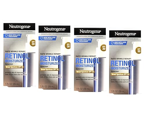 Neutrogena Rapid Wrinkle Repair Daily Face Moisturizer with SPF 30 & Hyaluronic Acid, 1 Fl. Oz. 4 Pack Beauty & Personal Care Neutrogena