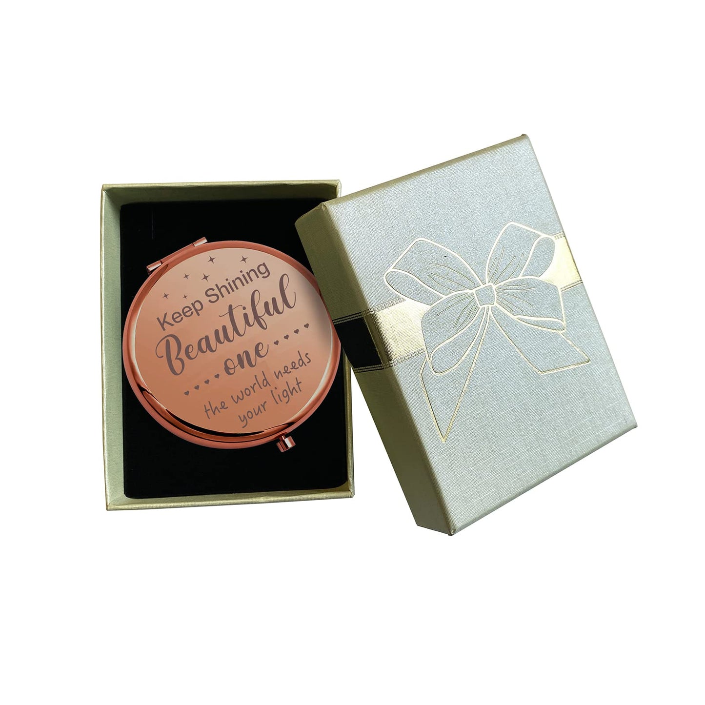 YSUNM Ming Heng Inspirational Personalized Rose Gold Travel Pocket Compact Pocket Makeup Mirror Gift for Best Friend Sister Her Daughter Girlfriend Beauty & Personal Care YSUNM