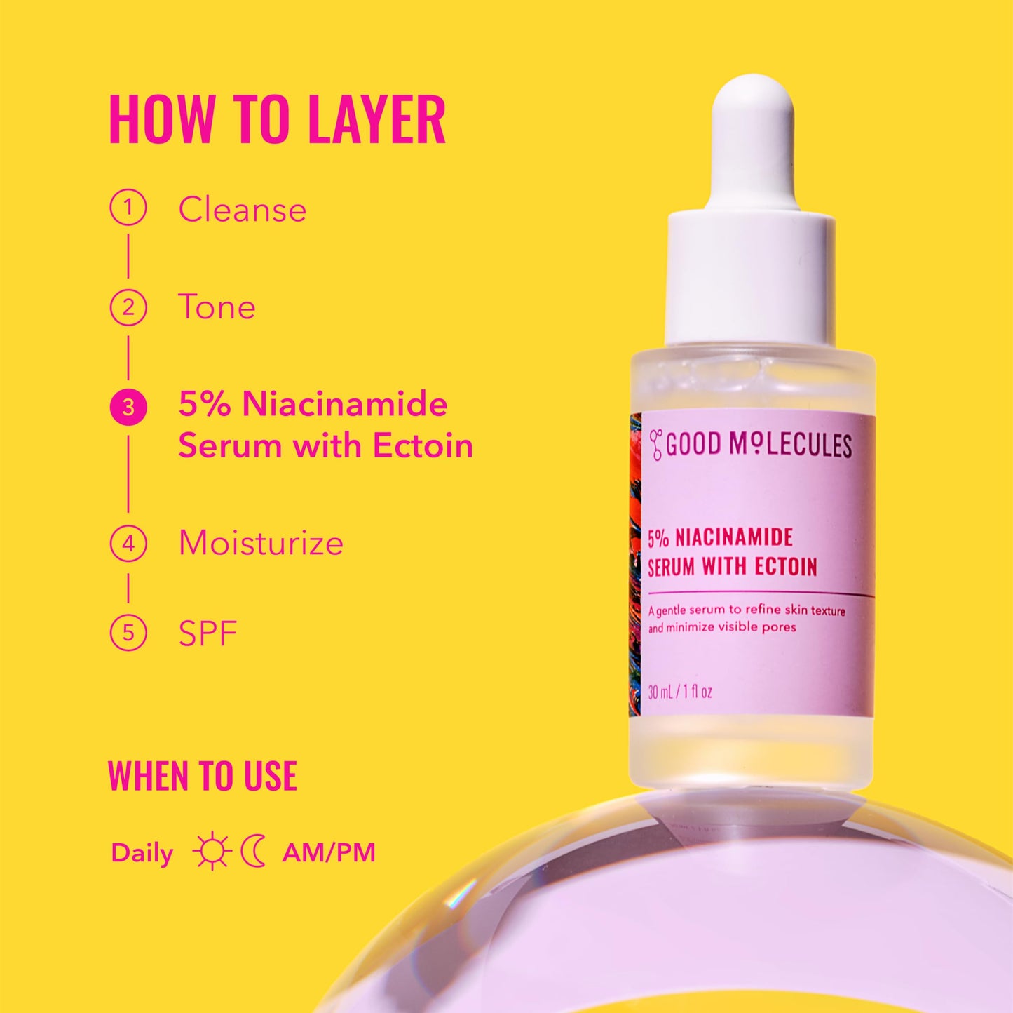 Good Molecules 5% Niacinamide Serum with Ectoin - Ultra Hydrating Serum to Target Enlarged Pores and Blemishes - Moisturizing, Pore Minimizer for Face Beauty and Personal Care Good Molecules