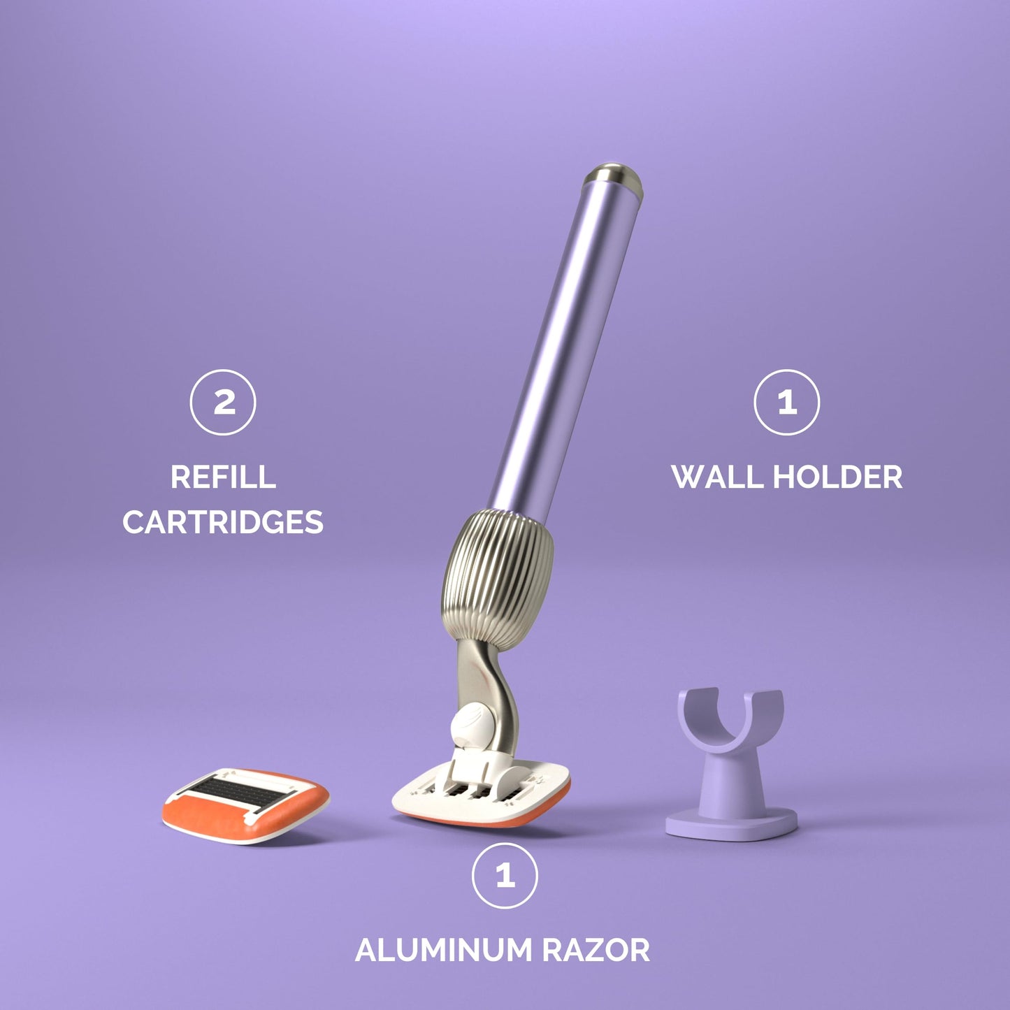Fler The Razor Starter Set - 5 Blade Women’s Razor with 2 Refill Blades and Wall Holder, Cartridge with Aloe Vera & Vitamin E lubricated ring - Unisex Beauty and Personal Care Fler