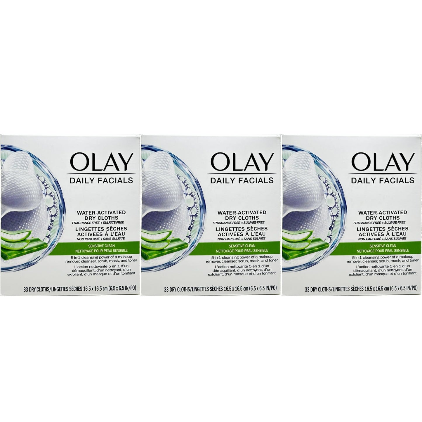 OLAY Daily Gentle Clean 5-in-1 Water Activated Cloths, 33 Count (Pack of 3) Beauty and Personal Care Olay Default Title