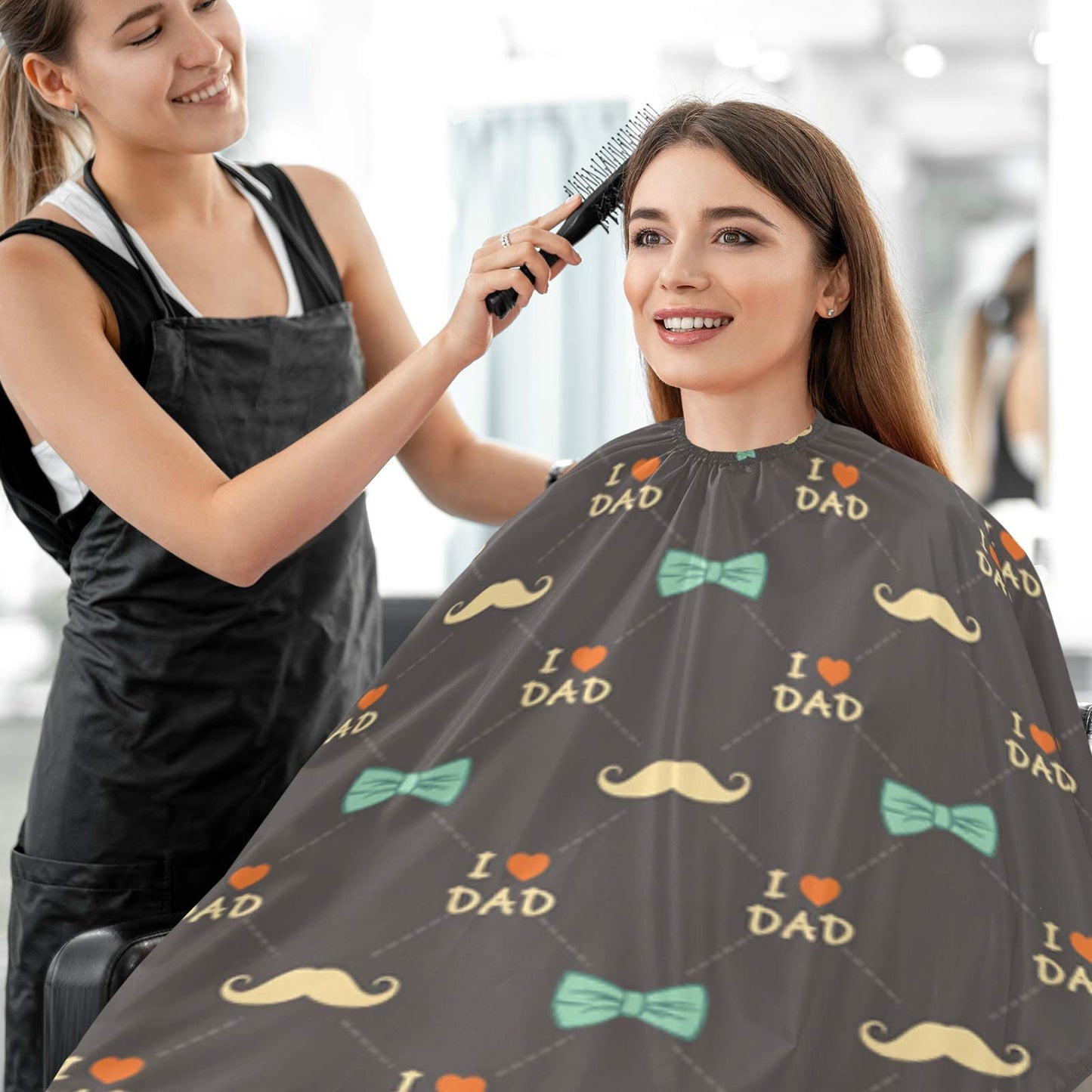 visesunny Happy Father's Day Greeting Design Bow Mustache And Love Dad Barber Cape Anti-Static Hair Cutting Cape with Snap Closure Professional Salon Beauty and Personal Care visesunny