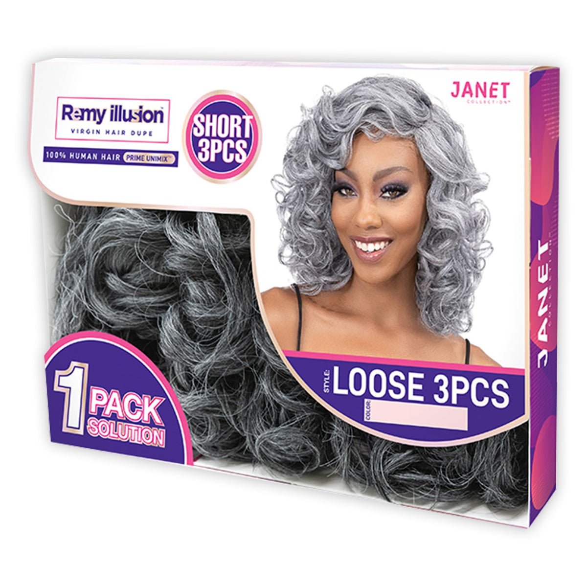 Janet Collection Human Hair Blend Weave Remy Illusion Loose 3pcs (NATURAL BROWN)