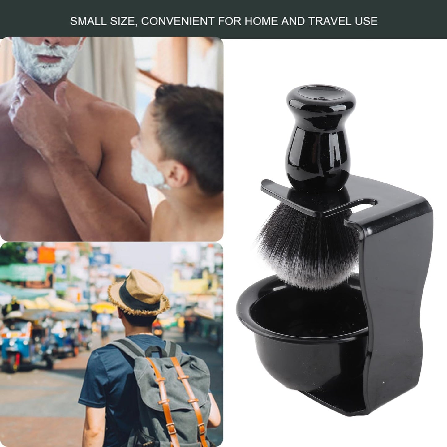 2Set Shaving Kit for Men, 3 in 1 Shaving Set Includes Portable Beard Brush Cream Bowl and Stand Beard Style Tool for Home Travel Beauty and Personal Care Beufee
