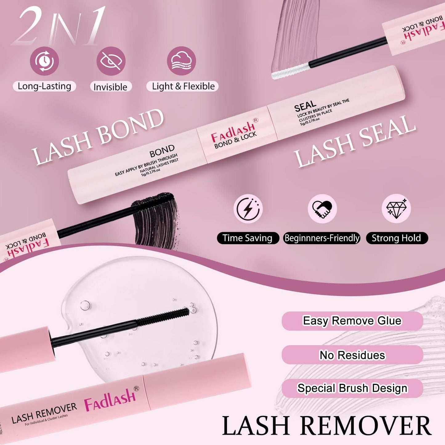 FADLASH Lash Clusters Kit 8-16mm Eyelash Cluster Lashes with Lash Bond and Seal Lash Remover Lash Tweezers DIY Lash Extension Kit (10D+20D-07C-8-16 Beauty and Personal Care FADLASH