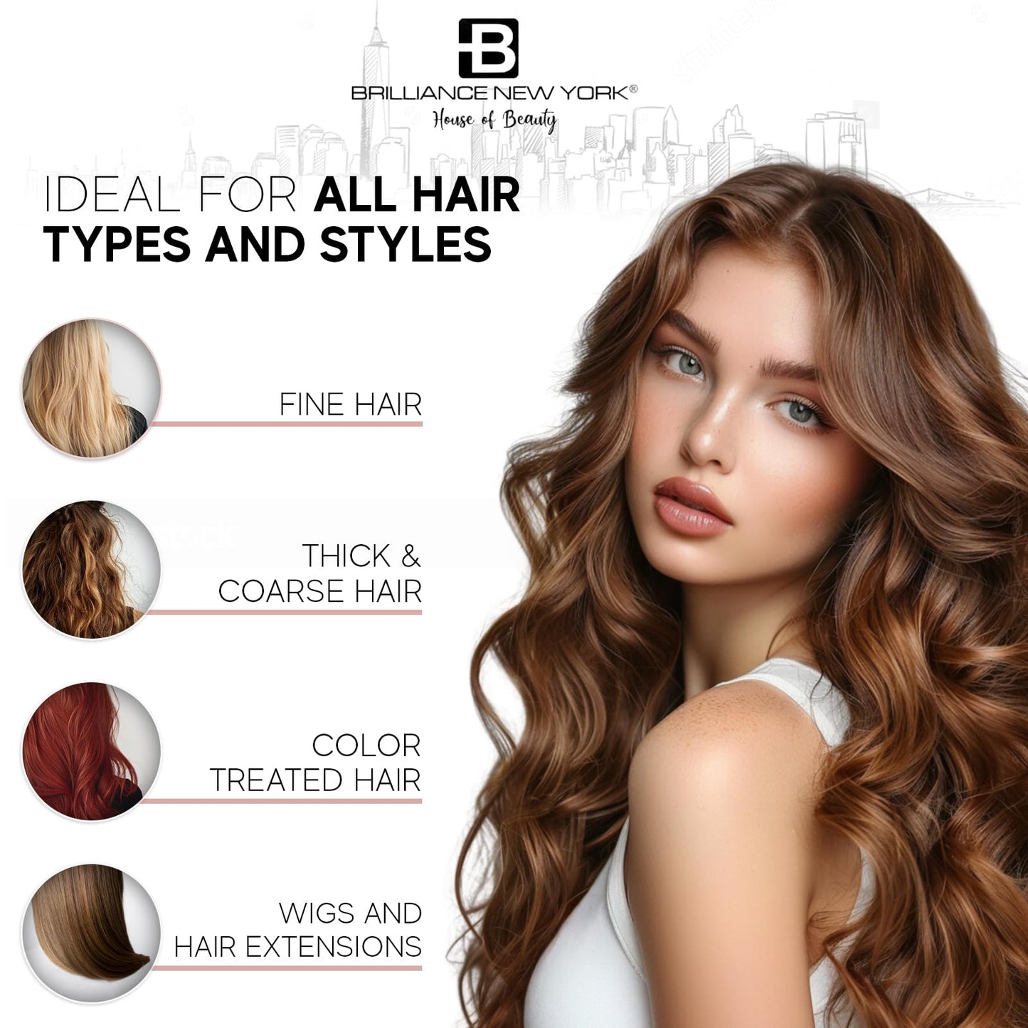 Brilliance New York - 1 Inch Diamond Titanium Flat Iron - 2 in 1 Hair Straightener and Curler - Anti-Static, Frizz-Free Ionic Plates - Auto Shut-Off Beauty & Personal Care Brilliance New York