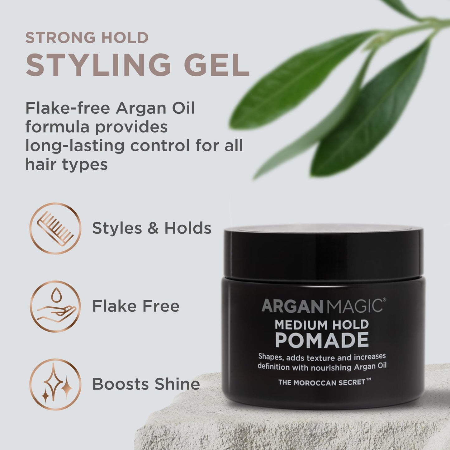 Argan Magic Medium Hold Pomade with Argan Oil | Shapes, Adds Texture, Increases Definition, Paraben Free (8 Oz) Beauty & Personal Care Argan Magic