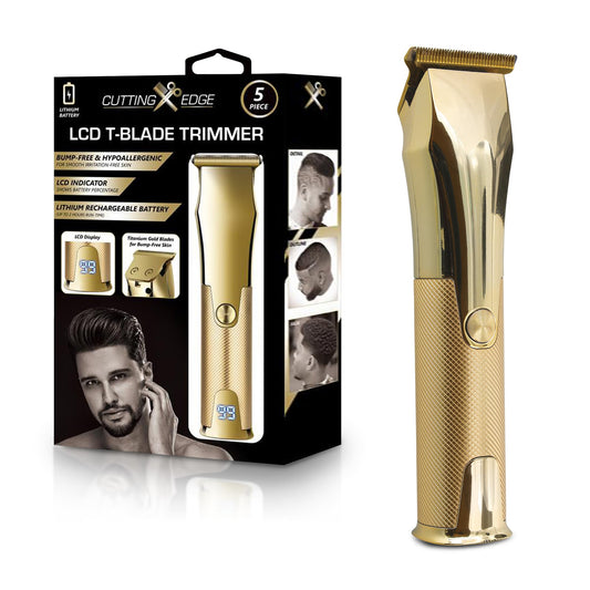 Cutting Edge T-Blade Trimmer for Men, Hypoallergenic T-Blade Trimmer with 4 Guide Combs (1mm, 2mm, 3mm, 4mm) LCD Indicator, Rechargeable 2 Hour Beauty and Personal Care Cutting Edge