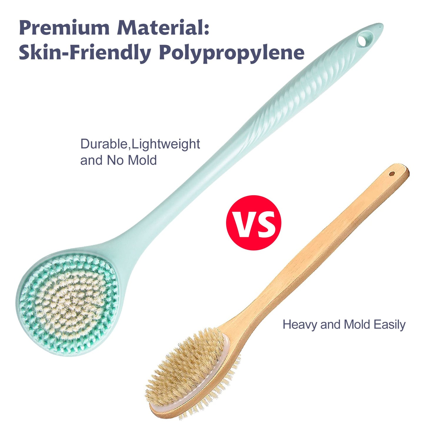 BEDELITE Back Scrubber for Shower - Long Handle Bath Brush (16.4 inches) with Soft Bristles, Exfoliating Body Brush for Men & Women(Blue) Beauty & Personal Care BEDELITE