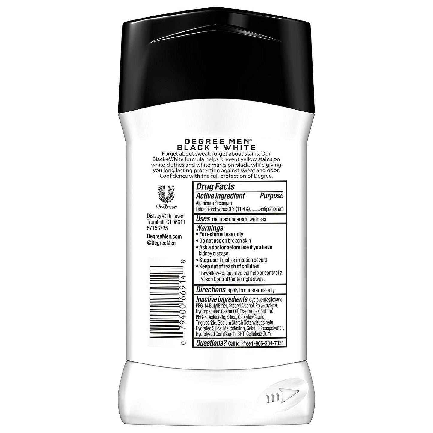 Degree Motionsense Antiperspirant For Men - Ultraclear Black + White - Fresh - Net Wt. 2.7 Oz (76 G) Per Stick - Pack Of 3 Sticks3 Beauty and Personal Care Dégree