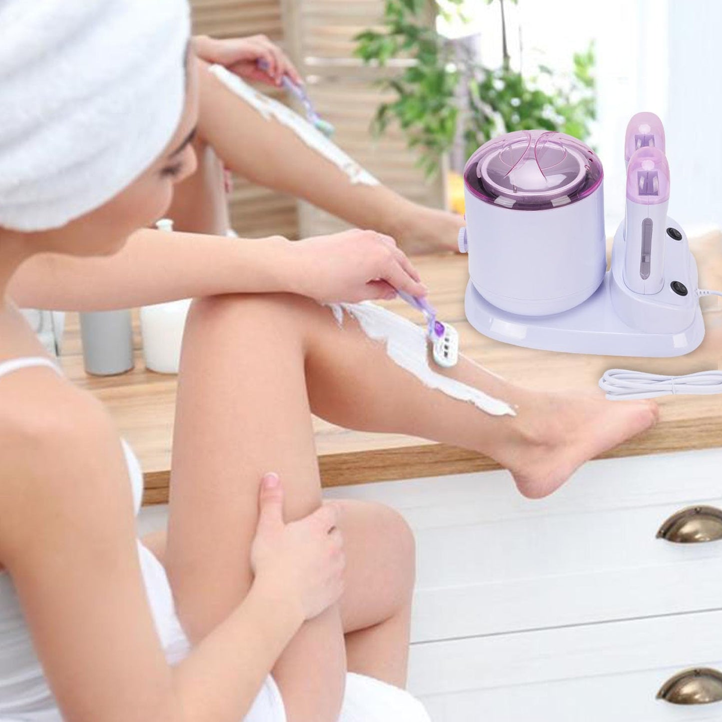 3 in 1 Roll On Wax, Wax Warmer for Hair Removal, with Double Cartridges and Single Pot Removable Inner Pot Transparent Lid Adjustable Temperature Knob Beauty and Personal Care ZJchao