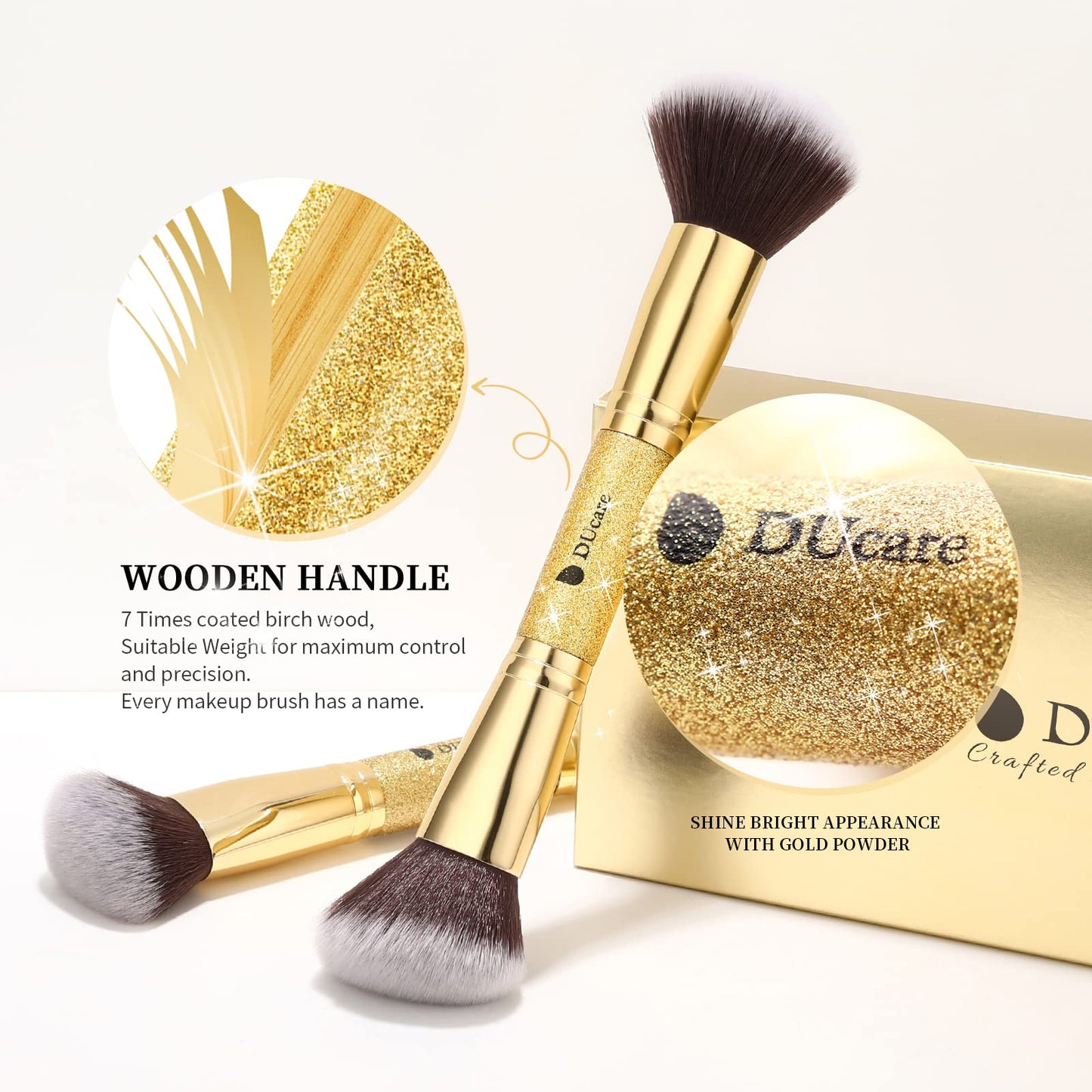 DUcare Makeup Brushes Duo End Foundation Powder Buffer and Contour Brush Synthetic Cosmetic Tools 2Pcs Beauty & Personal Care DUcare