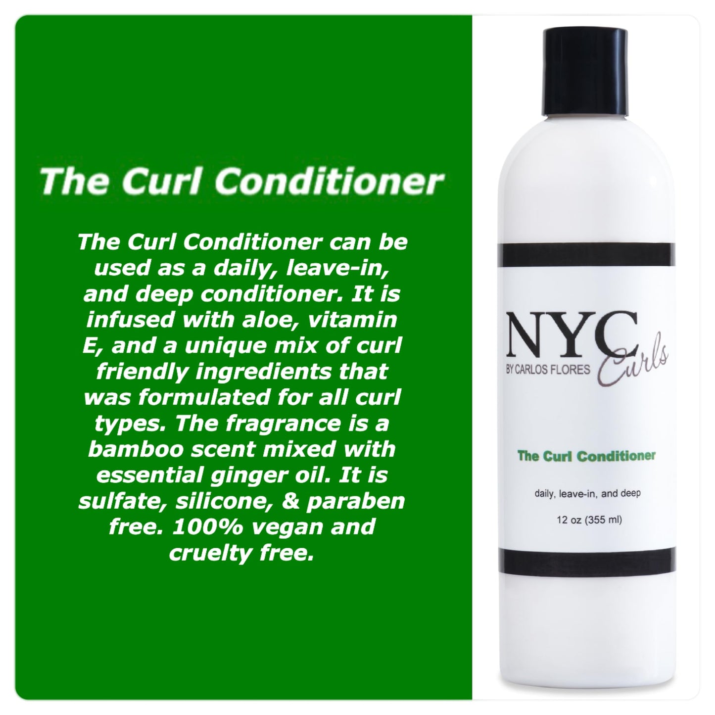 NYC Curls The Curl Conditioner | Daily, Leave-in, & Deep Conditioner for Curly, Coily, & Wavy Hair | 3 products in one | Silicone Free & Vegan | 12 FL Beauty & Personal Care NYC Curls by Carlos Flores