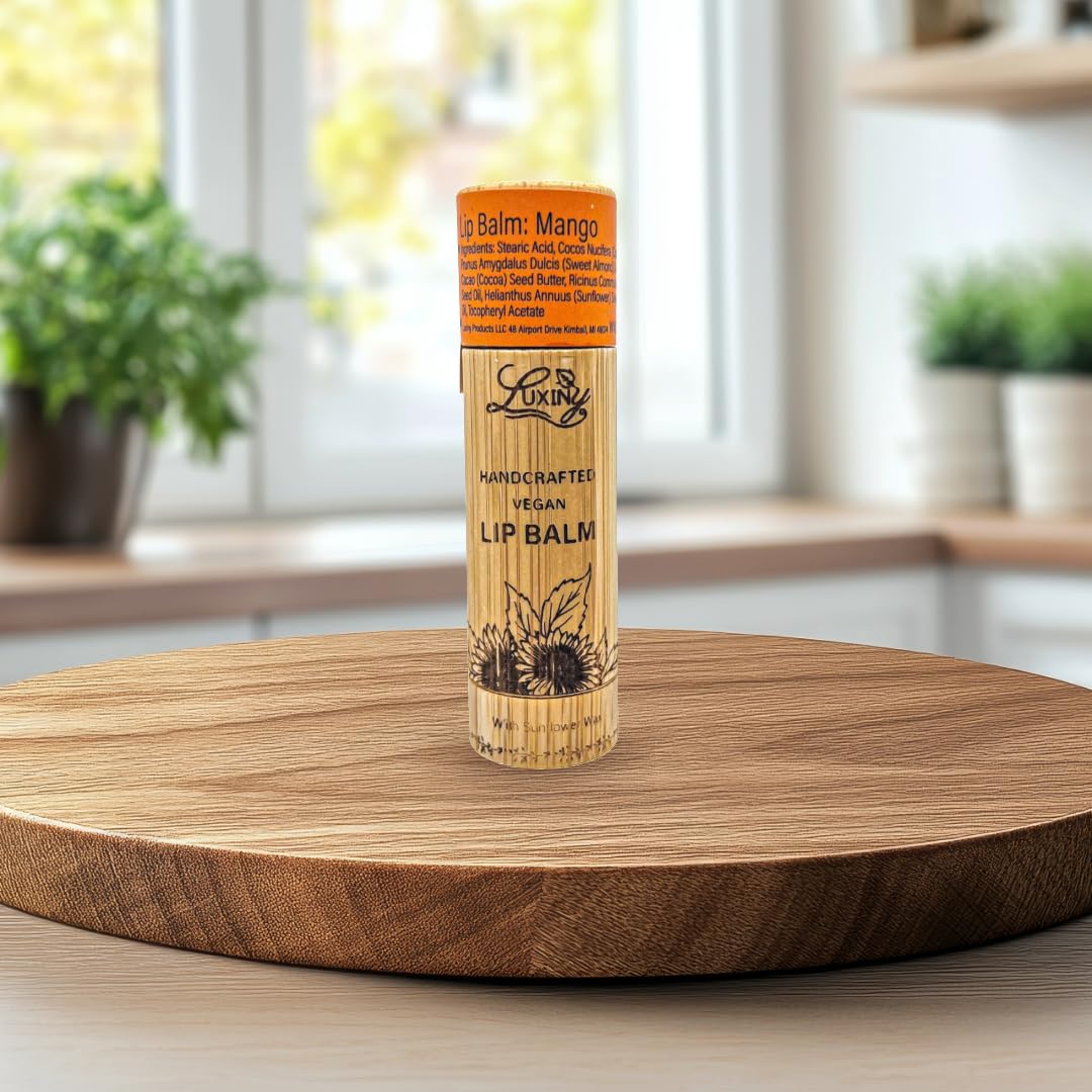Luxiny Lip Balm in a Bambo Tube, Vegan Natural Moisturizing, with Sunflower Wax and Vitamin E (Mango) Beauty and Personal Care Luxiny