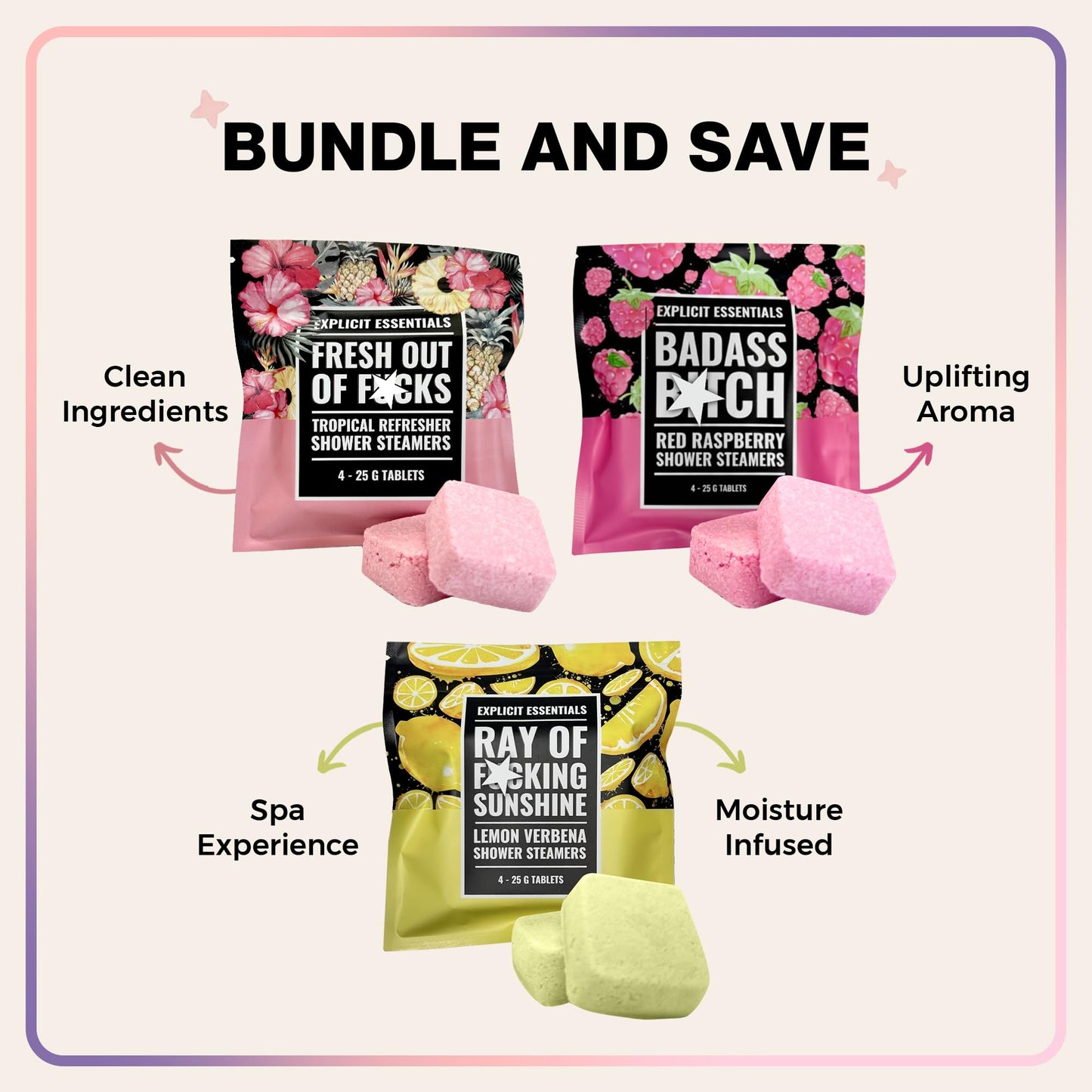 Explicit Essentials Shower Steamers, Shower Steamer Spa Gift Set for Women, Shower Fizz Bundle Beauty and Personal Care Explicit Essentials