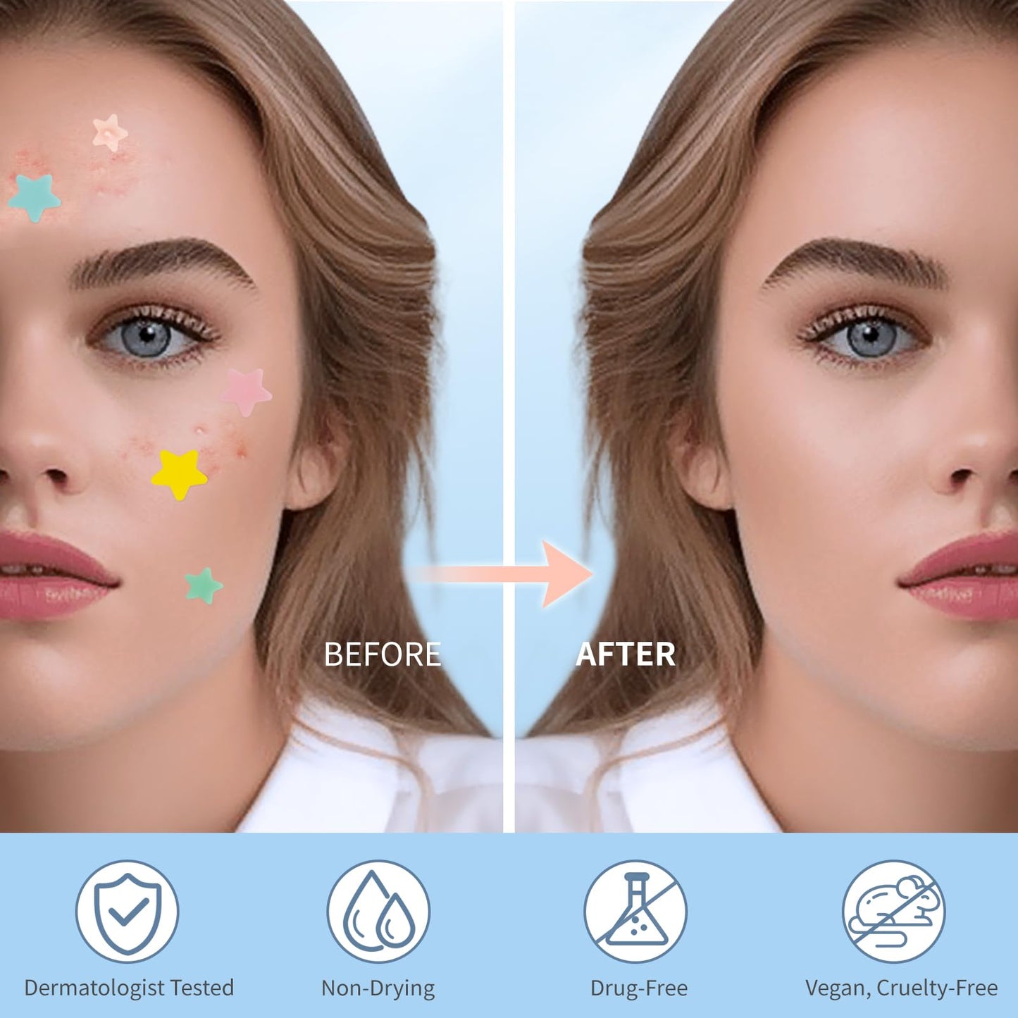 QUSTERE Pimple Patches for Face, Hydrocolloid Acne Patches, Cute Star Zit Covers, Colorful Spot Stickers with Tea Tree, Salicylic Acid & Cica Oil| 3 Beauty & Personal Care QUSTERE