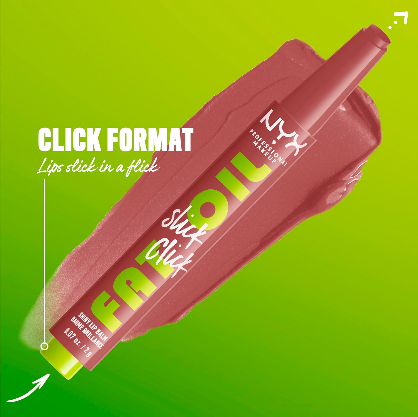NYX PROFESSIONAL MAKEUP Fat Oil Slick Click, Lightweight, Buildable Pigmented Vegan Lip Balm - Profile Pic (Pink) Beauty and Personal Care NYX PROFESSIONAL MAKEUP
