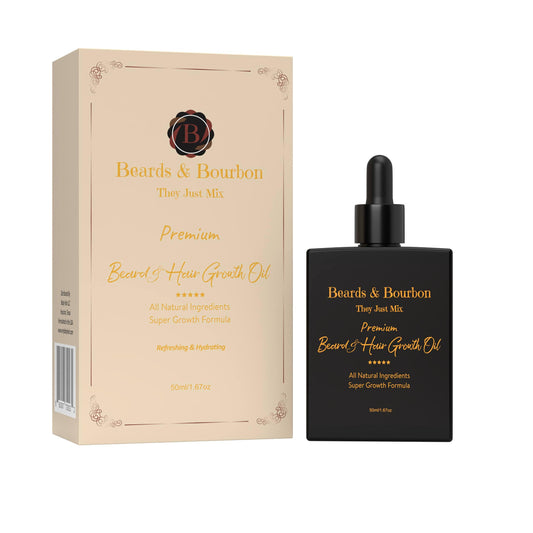 Beards & Bourbon's Luxurious Beard and Hair Growth Oil - Infused with Ginger, Lavender, Peppermint, Tea Tree, and Rosemary Oils for Stimulating Growth Beauty and Personal Care BABY HAIR