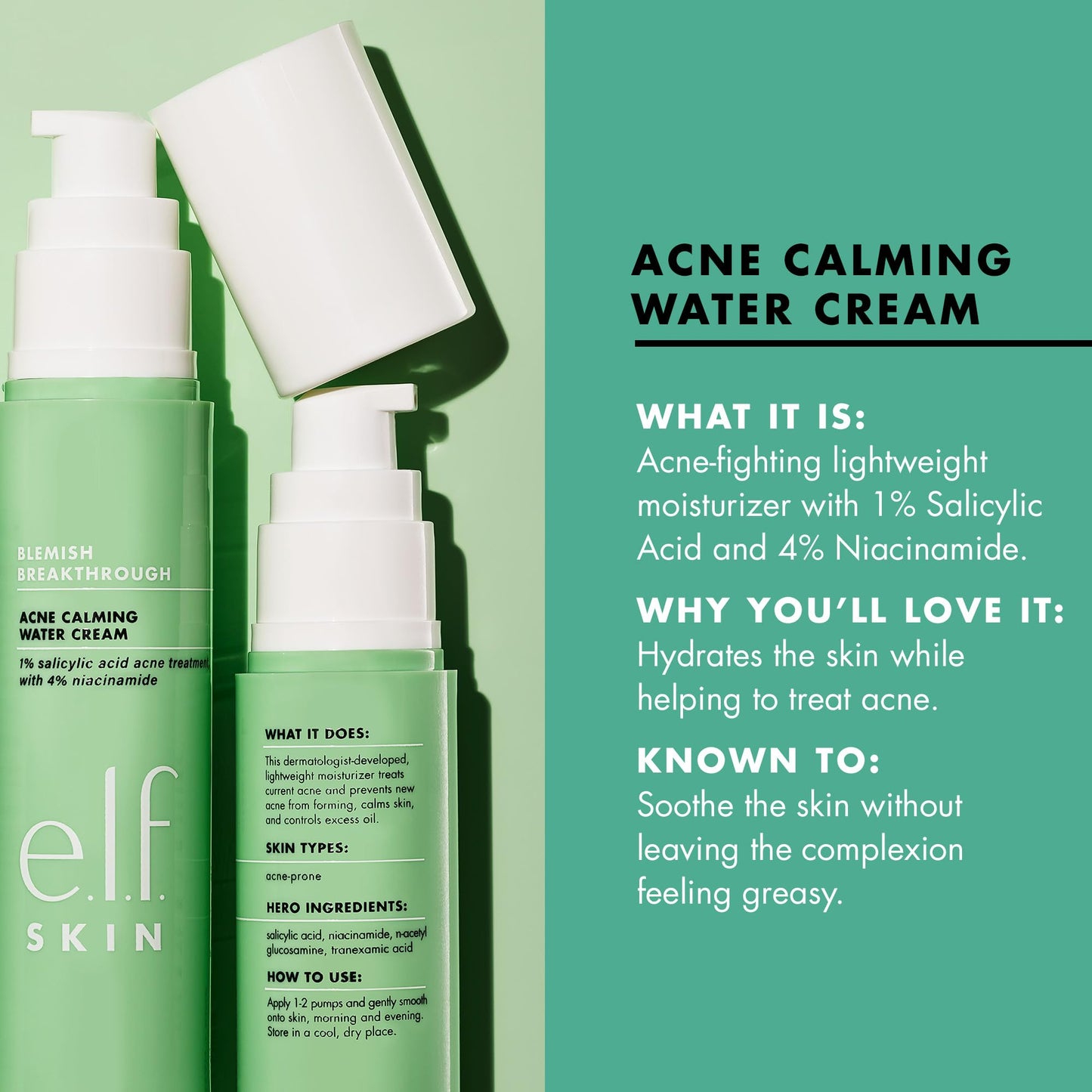 e.l.f. SKIN Blemish Breakthrough Calming Water Cream Mini, Lightweight Blemish-Fighting Face Moisturizer, Prevents New Blemishes & Calms Skin Beauty & Personal Care e.l.f.