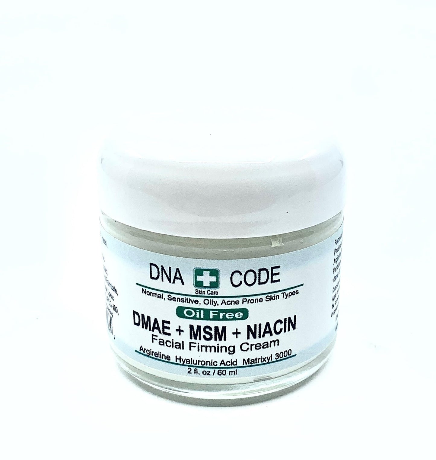 DNA CODE Skin Care OIL FREE-DMAE+MSM+NIACIN Firming Cream, 100% Pure Hyaluronic Acid, Argireline, Matrixyl 3000 Beauty & Personal Care DNA Code