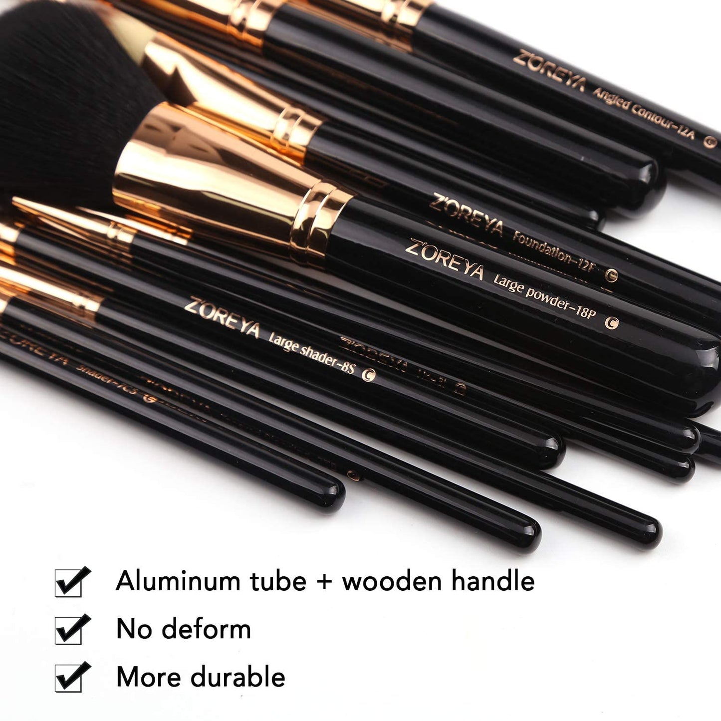 Z'OREYA Premium Travel makeup brush set 12 pieces essential Cosmetic tools Synthetic Hair Foundation Powder Eye Cosmetic brushes With Black Holder Beauty & Personal Care Z'OREYA
