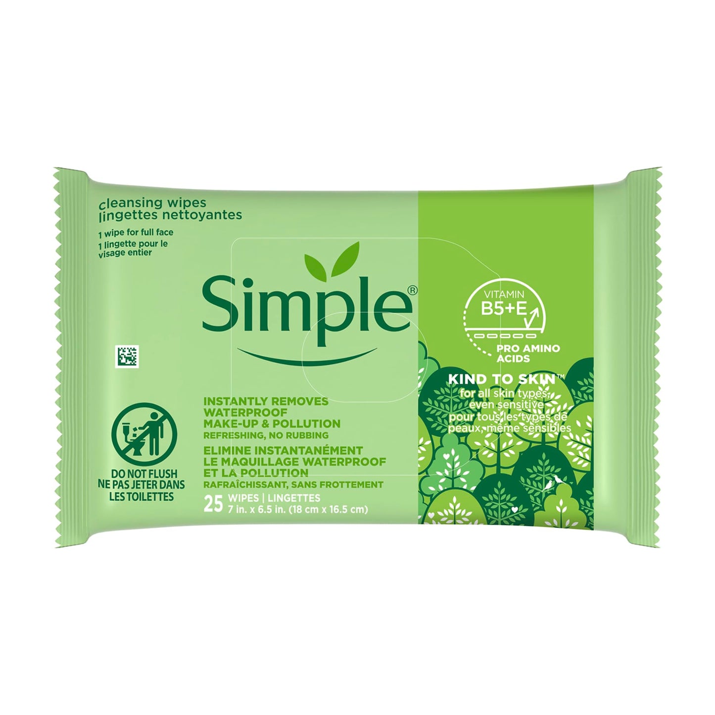 Simple Kind to Skin Facial Wipes Gentle and Effective Makeup Remover Cleansing Free from color and dye artificial perfume and harsh chemicals 25 Wipes Beauty & Personal Care Simple