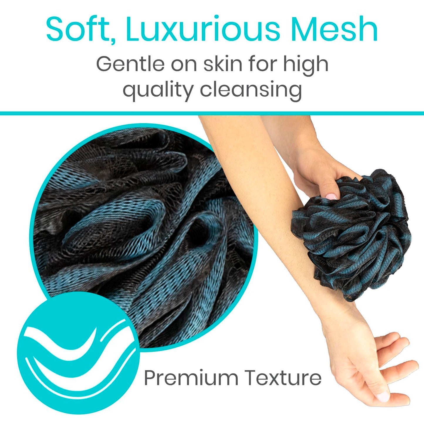 Vive Loofah Sponge Replacement (4 Pk) Shower & Bath Pouf Scrubber for Back & Body Exfoliation, Works with Vive Interchangeable Loofa Handle Long Brush Beauty and Personal Care Vive